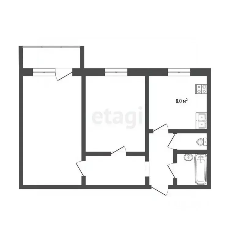2-к кв. Тюменская область, Тюмень Широтная ул., 21 (52.0 м) - Фото 2