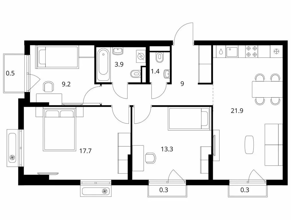 3-комнатная квартира: посёлок городского типа Боброво, ЖК Восточное ... - Фото 1