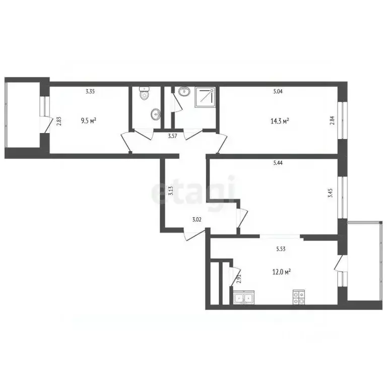 3-к кв. Москва Родниковая ул., 9Ак6 (75.0 м) - Фото 2