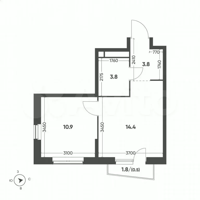 1-к. квартира, 33,4 м, 12/15 эт. - Фото 1