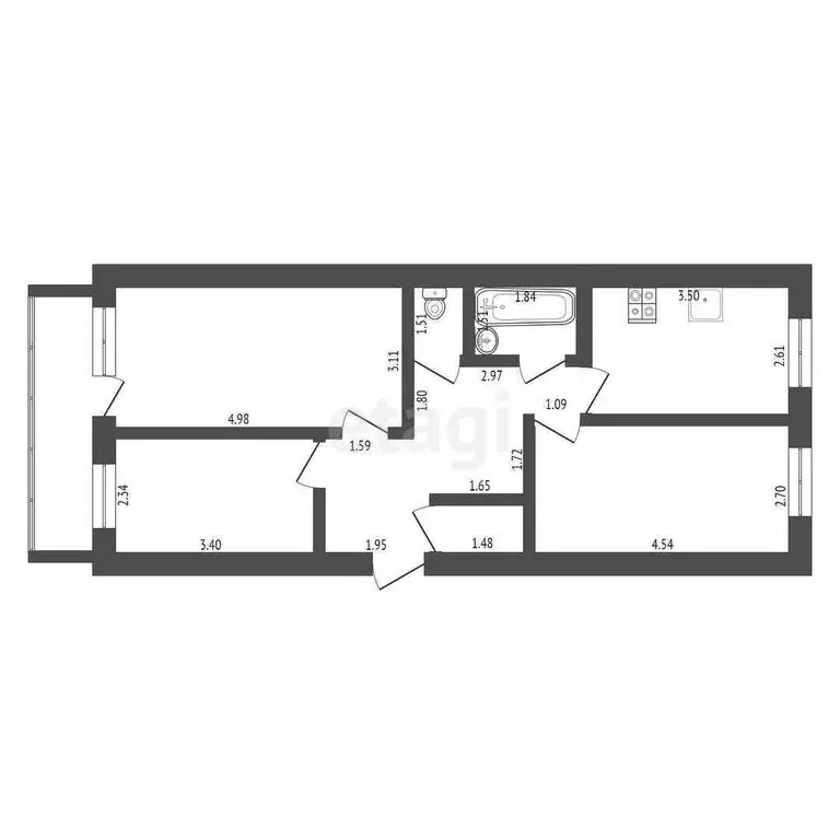 3-комнатная квартира: Нижняя Тавда, улица Ленина, 33 (62.1 м) - Фото 0