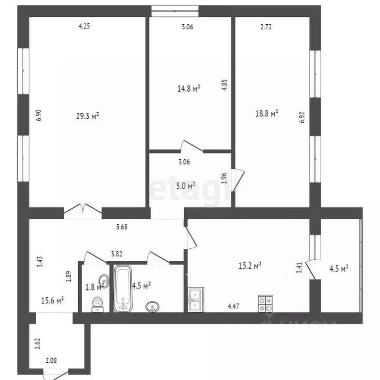 3-к кв. Тюменская область, Тюмень ул. Льва Толстого, 64 (106.0 м) - Фото 1