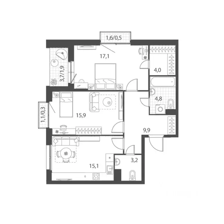2-к кв. Новосибирская область, Кольцово рп Счастье в Кольцово жилой ... - Фото 2