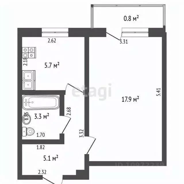 1-к кв. Башкортостан, Стерлитамак ул. Блюхера, 1 (30.4 м) - Фото 1