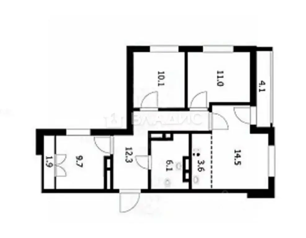 3-к кв. Новосибирская область, Новосибирск ул. Гоголя, 211 (69.2 м) - Фото 1