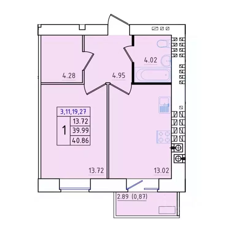 1-к кв. Костромская область, Кострома Калиновская ул., 5 (40.86 м) - Фото 0