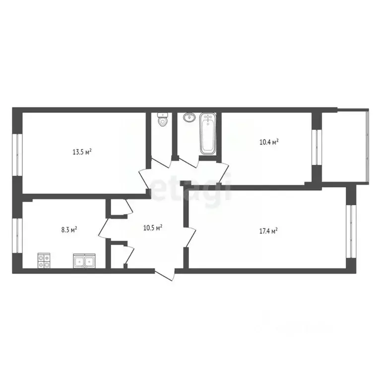 4-к кв. Костромская область, Галич ул. Лермонтова, 18 (76.7 м) - Фото 1