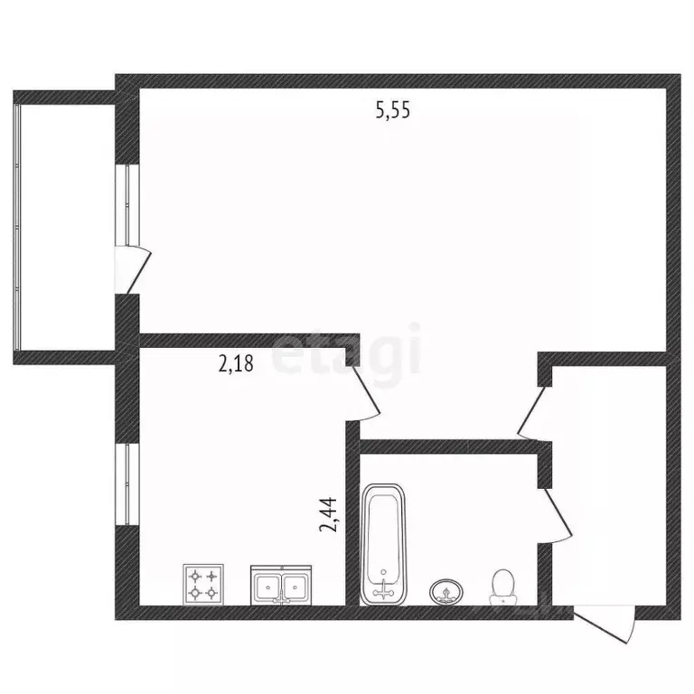 1-к кв. Тюменская область, Тюмень Текстильная ул., 17 (32.2 м) - Фото 1