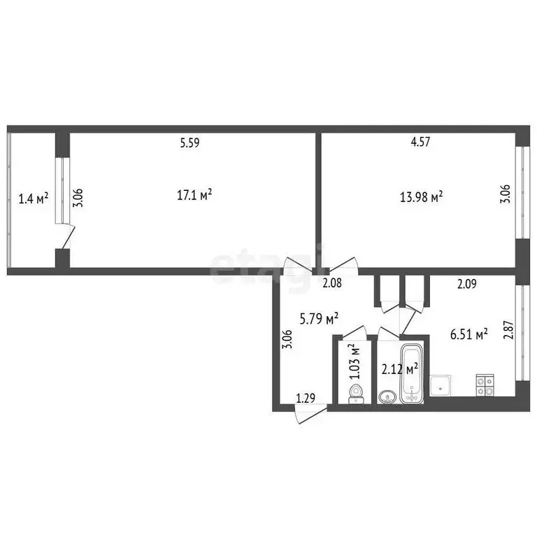 2-комнатная квартира: Саранск, улица Победы, 23с2 (48 м) - Фото 0