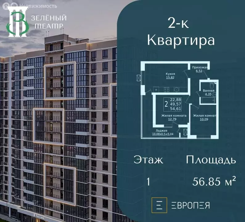 2-комнатная квартира: Краснодар, улица Западный Обход, 39/1к1 (56.85 ... - Фото 0