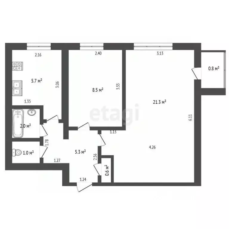 2-к кв. Башкортостан, Стерлитамак просп. Октября, 59 (44.4 м) - Фото 2