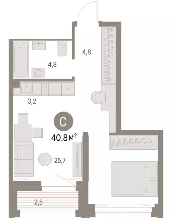 Квартира-студия: Новосибирск, жилой комплекс Мылзавод (40.76 м) - Фото 1
