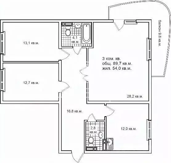 3-к кв. Бурятия, Улан-Удэ Бийская ул., 45/1 (92.64 м) - Фото 1
