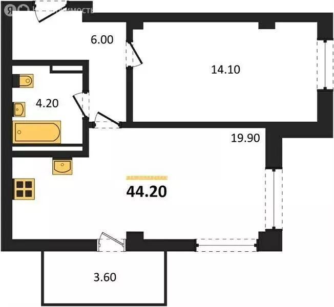 1-комнатная квартира: Севастополь, улица Степаняна, 2Б (44.2 м) - Фото 1