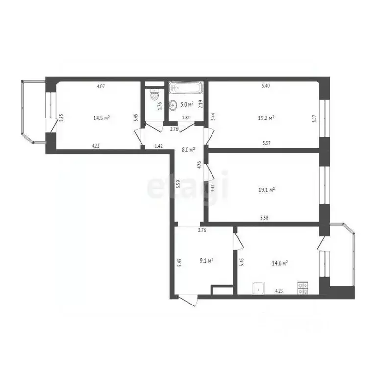 3-к кв. Тюменская область, Тюмень Широтная ул., 173к4 (90.3 м) - Фото 2