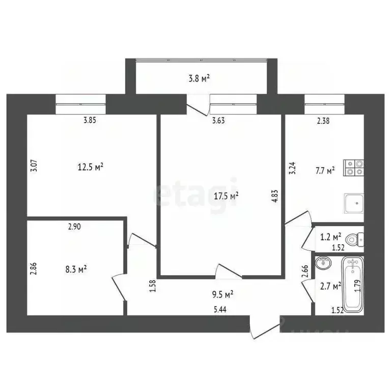 3-к кв. Самарская область, Самара ул. Ерошевского, 17 (59.4 м) - Фото 2