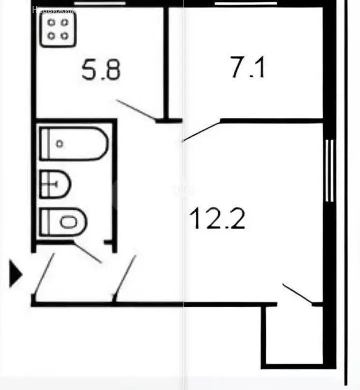 2-комнатная квартира: Казань, улица Новаторов, 9 (30.5 м) - Фото 1