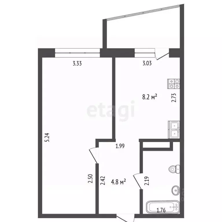 1-к кв. Кемеровская область, Кемерово просп. Химиков, 51 (32.5 м) - Фото 2
