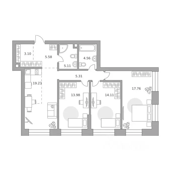 3-к кв. Москва Дубининская ул. (88.74 м) - Фото 1