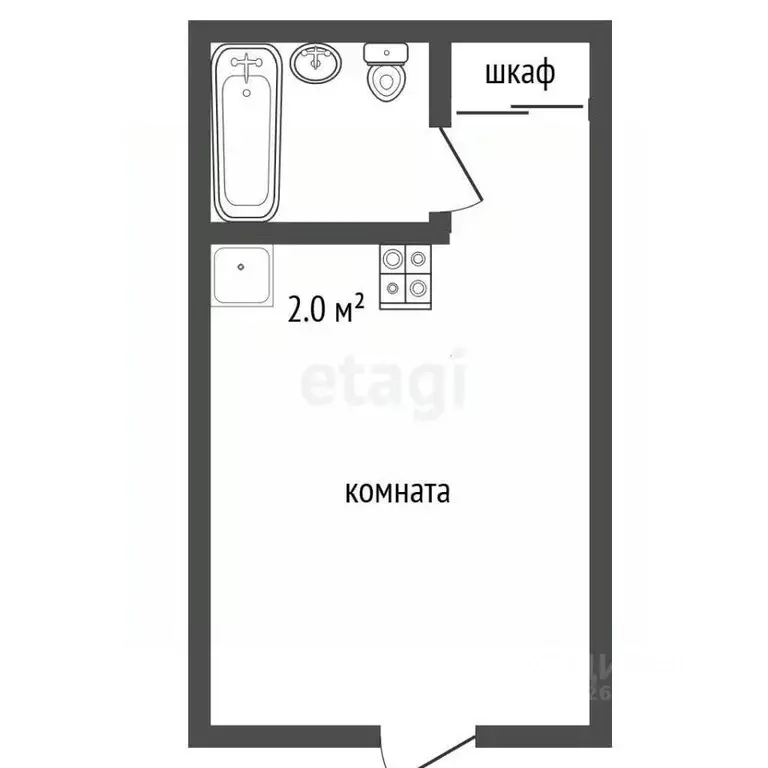 Студия Севастополь пос. Любимовка, ул. Южногородская, 36к12 (16.4 м) - Фото 1