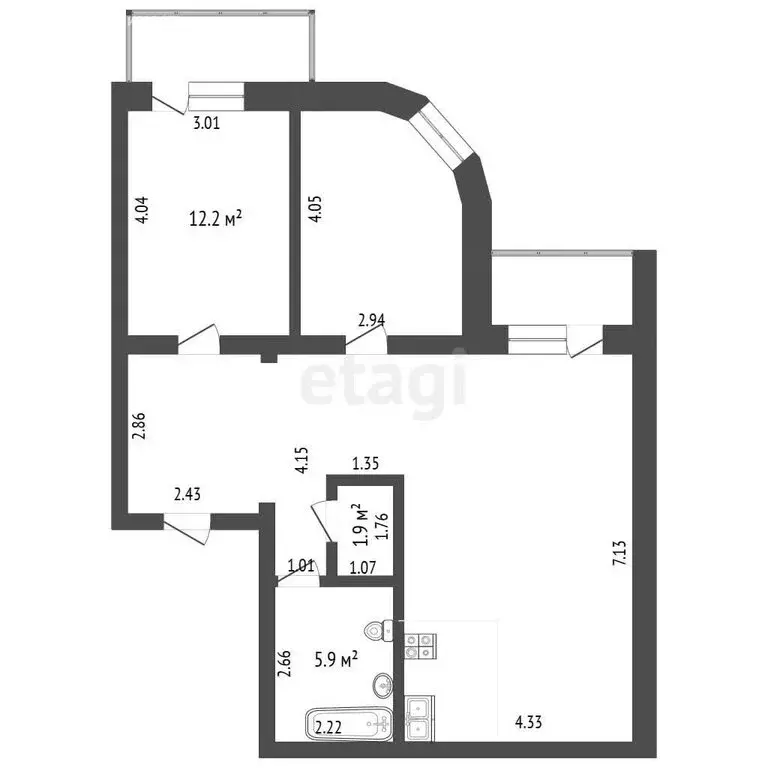 2-комнатная квартира: Тюмень, улица Мельникайте, 150 (77.5 м) - Фото 0