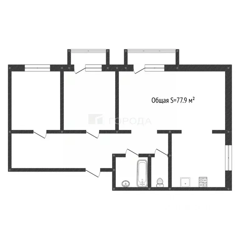 3-к кв. Кемеровская область, Новокузнецк ул. Дузенко, 21 (77.9 м) - Фото 1