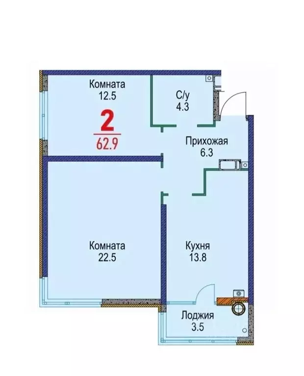 2-к кв. Ставропольский край, Ставрополь Гражданская ул., 1/12 (62.9 м) - Фото 0