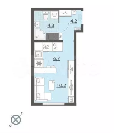 Квартира-студия, 25,4 м, 8/24 эт. - Фото 0