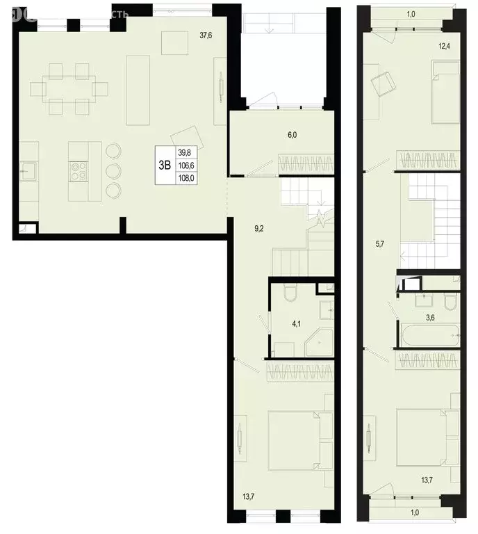 3-комнатная квартира: Московская область, городской округ Подольск, ... - Фото 1