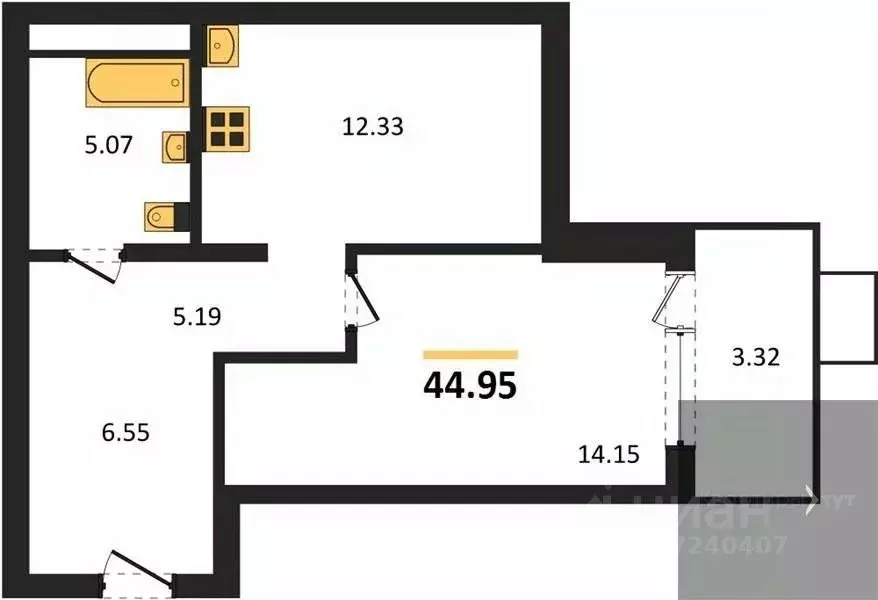 1-к кв. Воронежская область, Воронеж наб. Чуева, 7 (44.95 м) - Фото 0
