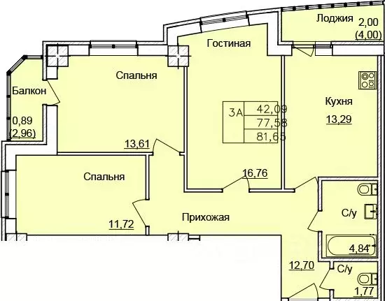 3-к кв. Ростовская область, Ростов-на-Дону Белокалитвинская ул. (81.65 ... - Фото 0