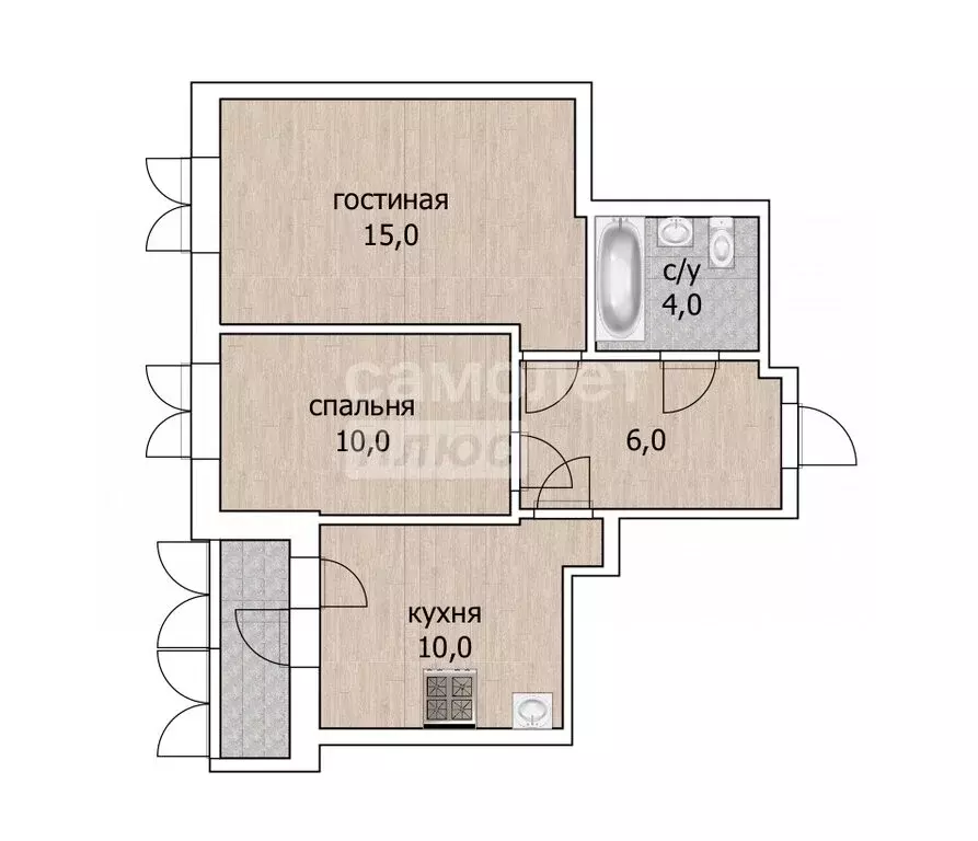 2-комнатная квартира: Уфа, улица Лётчика Кобелева, 3/2 (45.4 м) - Фото 0