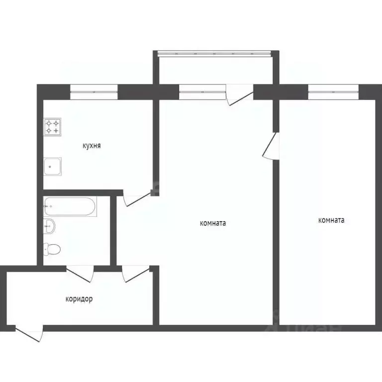2-к кв. Курганская область, Курган Половинская ул., 6 (43.3 м) - Фото 2