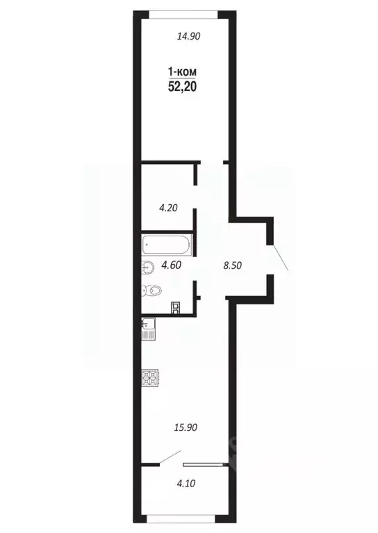 1-к кв. Омская область, Омск просп. Королева (52.2 м) - Фото 0