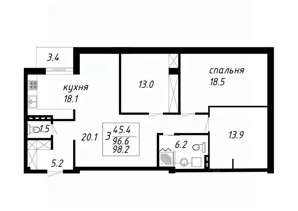 3-к кв. Ставропольский край, Ессентуки Озеро жилой комплекс (98.2 м) - Фото 1