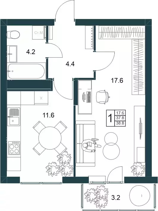 1-комнатная квартира: Липецк, Минская улица, 6Б (38.8 м) - Фото 1