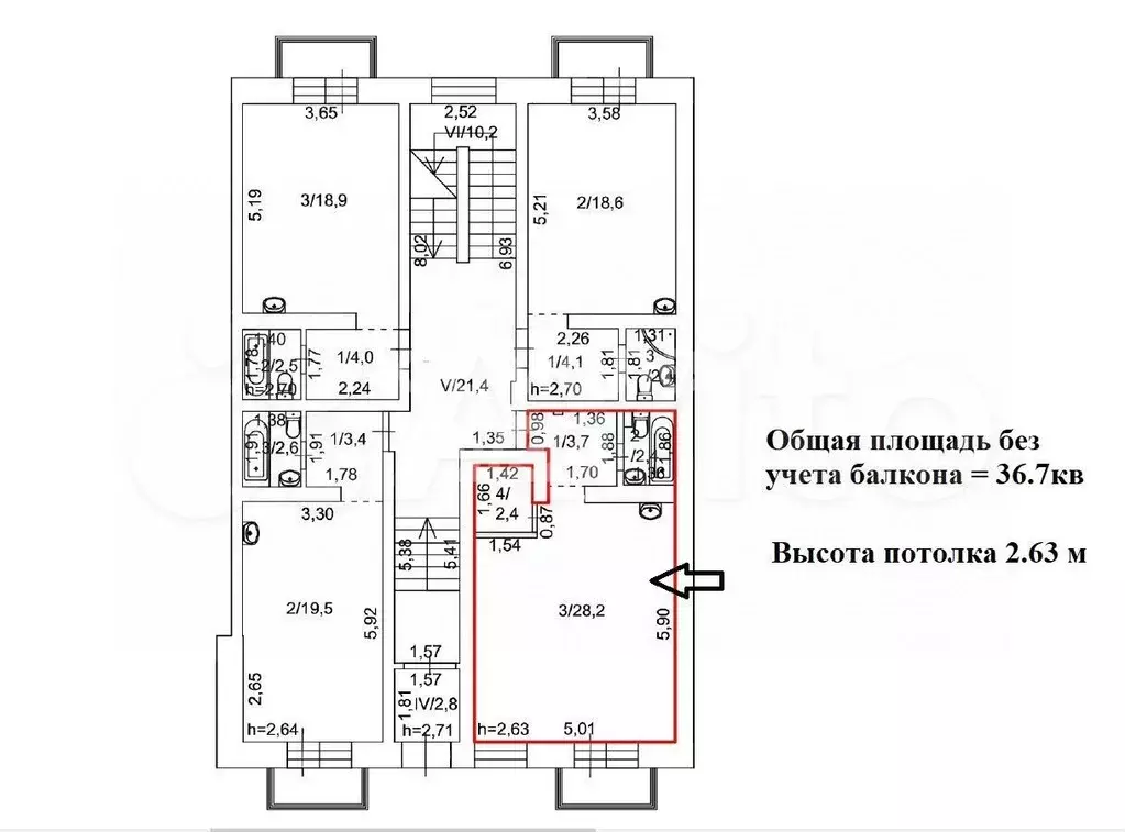 Квартира-студия, 36,7 м, 1/4 эт. - Фото 0