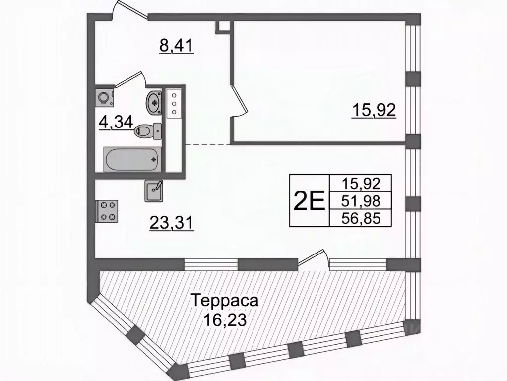 2-к кв. Санкт-Петербург ул. Челюскина, 10 (56.85 м) - Фото 2