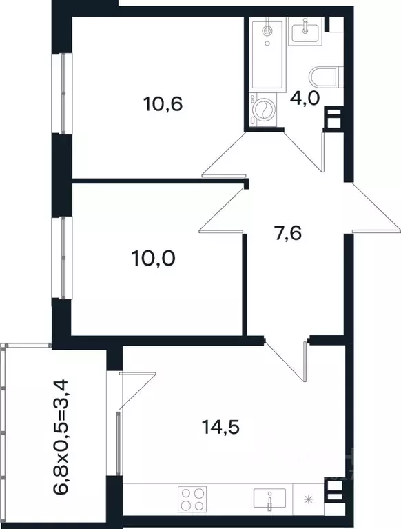 2-к кв. Краснодарский край, Краснодар Новая Елизаветка мкр,  (50.1 м) - Фото 1