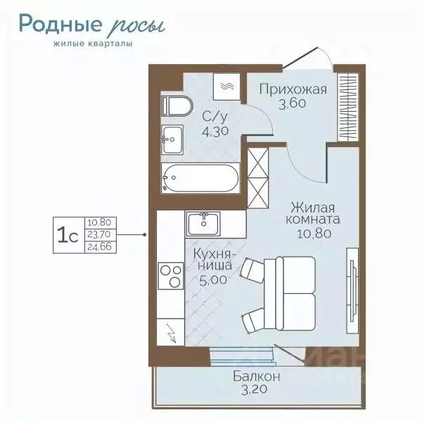 1-к кв. Пермский край, Пермский муниципальный округ, с. Фролы ул. ... - Фото 1