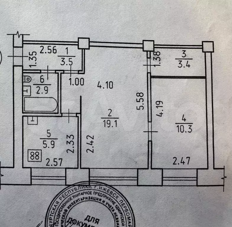 2-к. квартира, 45 м, 1/5 эт. - Фото 0