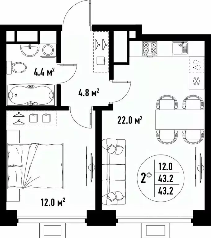2-к кв. Астраханская область, Астрахань ул. Бэра, 29 (43.2 м) - Фото 2