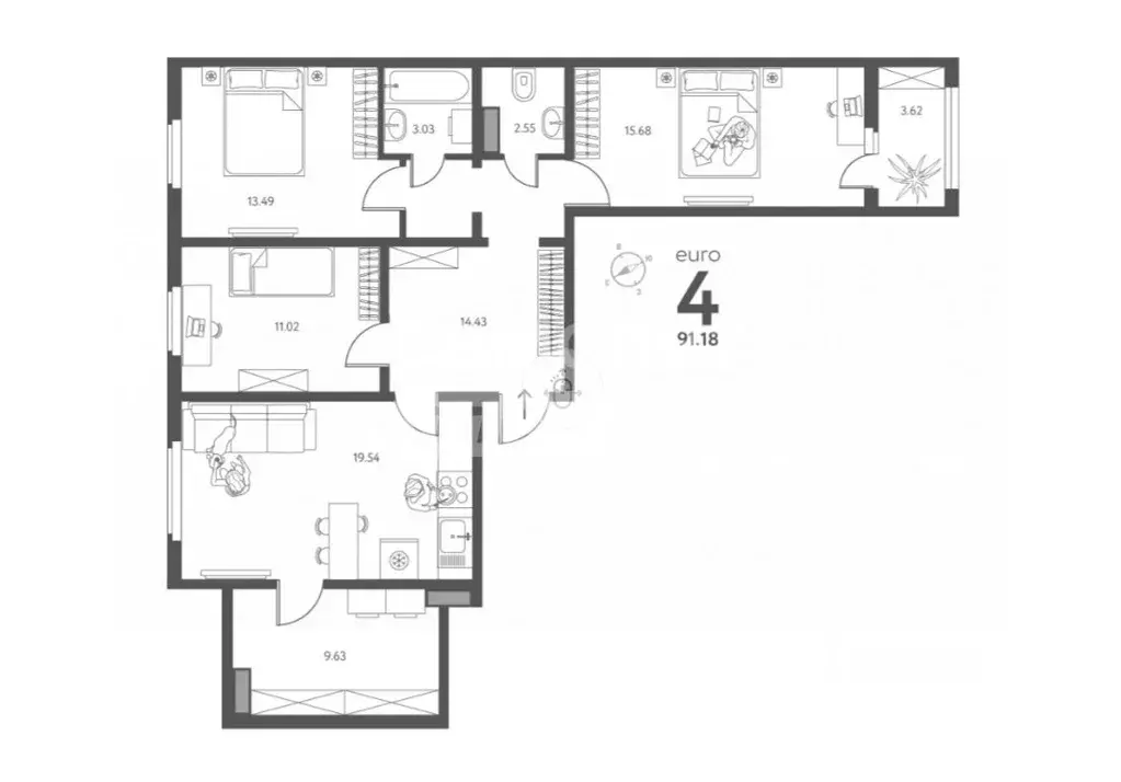 3-к кв. Липецкая область, Липецк ул. Перова, 2 (91.18 м) - Фото 1