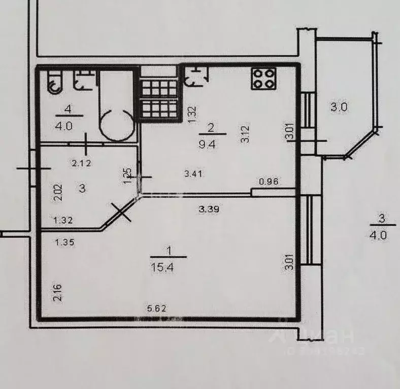 1-к кв. Санкт-Петербург ул. Русановская, 17к1 (35.0 м) - Фото 1