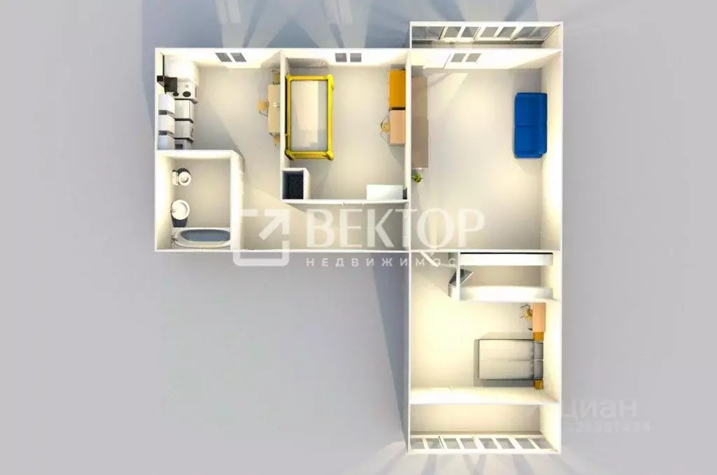 3-к кв. Ярославская область, Ярославль проезд Доброхотова, 10 (63.1 м) - Фото 2