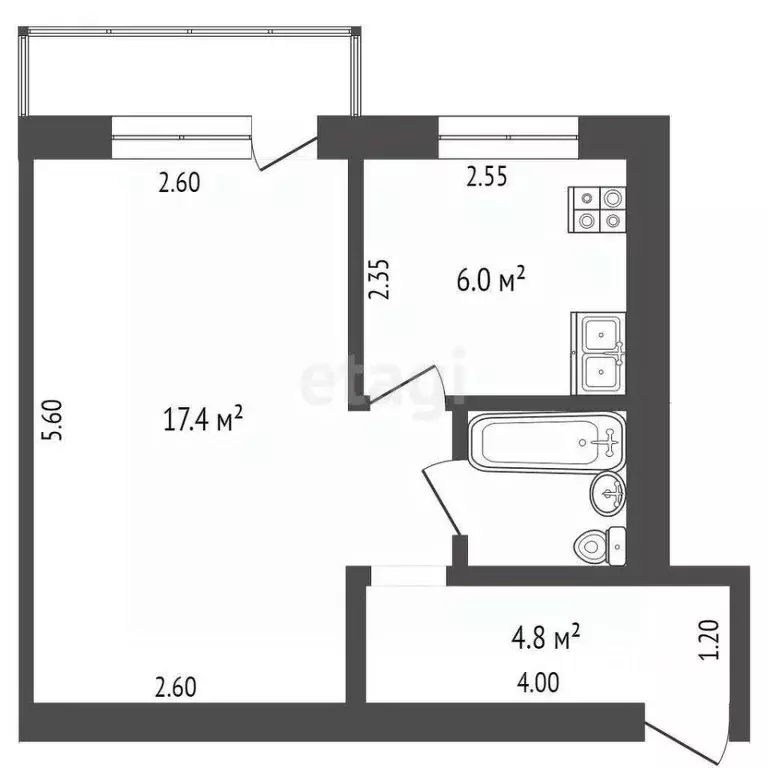 1-к кв. Тюменская область, Тюмень Киевская ул., 61 (31.0 м) - Фото 0