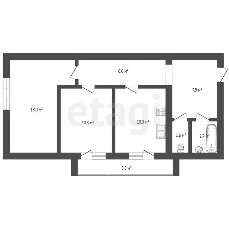 2-комнатная квартира: Тюмень, Широтная улица, 138 (56.6 м) - Фото 1