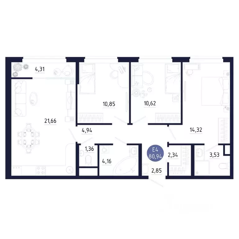 3-к кв. Тульская область, Тула ул. Щегловская засека, 2 (80.94 м) - Фото 1