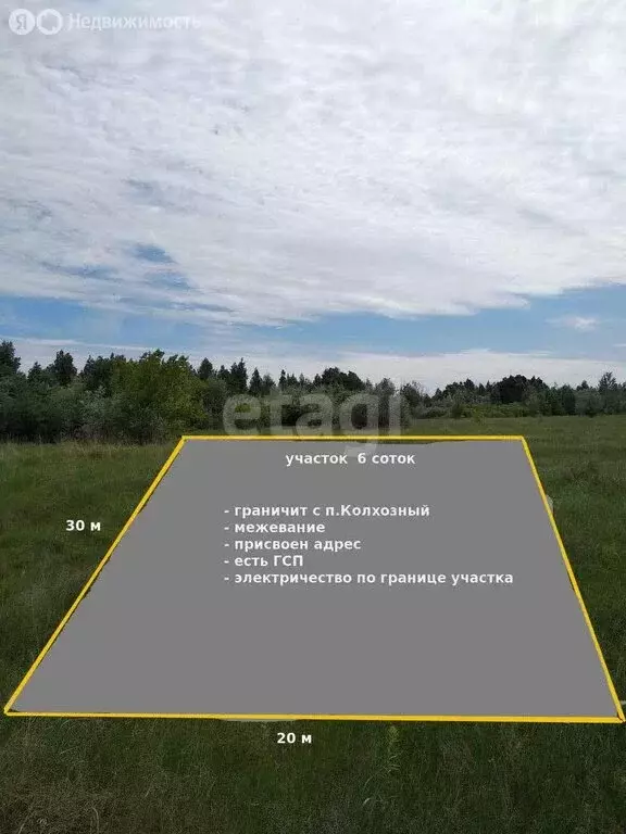 Участок в посёлок Колхозный, ДНП Гнездо (6.3 м) - Фото 0