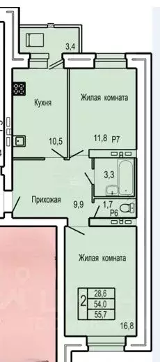 2-к кв. Орловская область, Орел ул. Родзевича-Белевича, 5/1 (55.7 м) - Фото 2